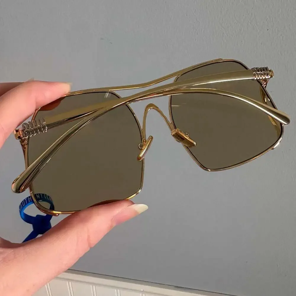 Miu Miu MU A55S Geometric Square Metal Sunglasses in Gold